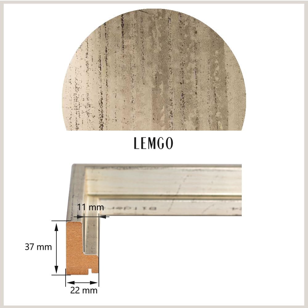 Schattenfugenrahmen Lemgo für Keilrahmenbilder und Leinwände 50x150cm Silber Antik, 50x150cm Silber