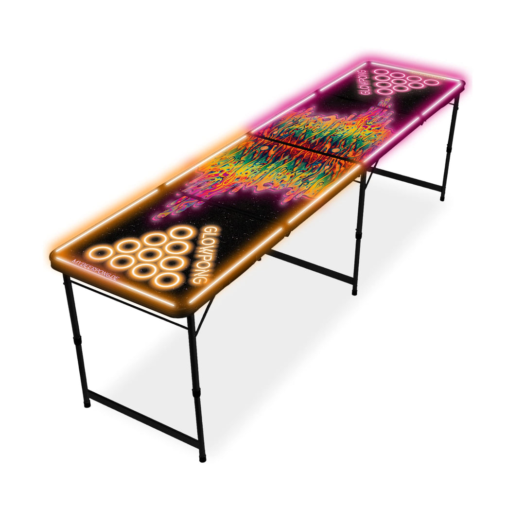 MYBEERPONG® LED Bierpong Tisch | Space Lava Design | Beer-Pong Tisch mit LED-Beleuchtung + 6 Premium