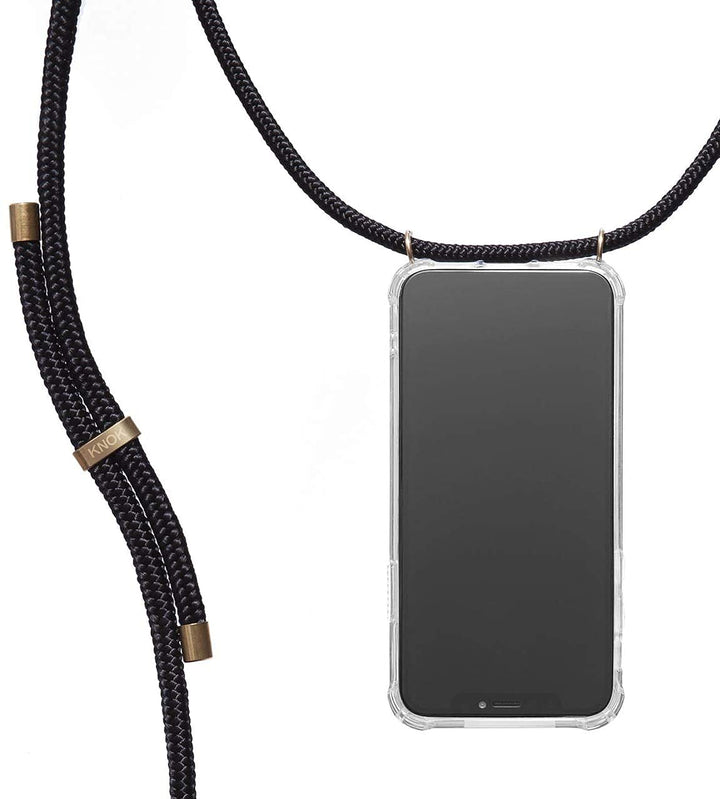 KNOK Premium Handykette für Apple iPhone 13 MINI, Schwarz, transparent | Silikonhülle mit fest verbu