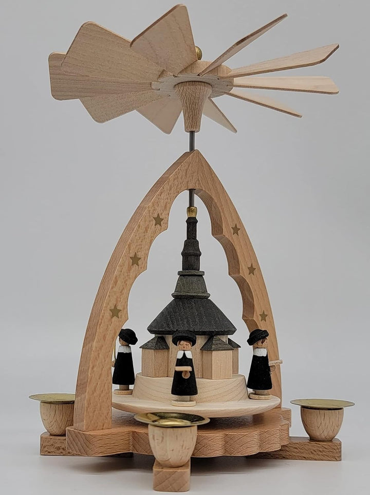 Richard Glässer Seiffen Weihnachtspyramide, Natur, 18 cm hoch