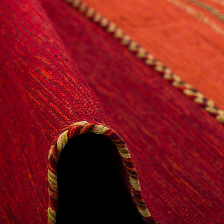 Navarro Natur Teppich Bauwolle Kelim Rot Orange in 6 Grössen