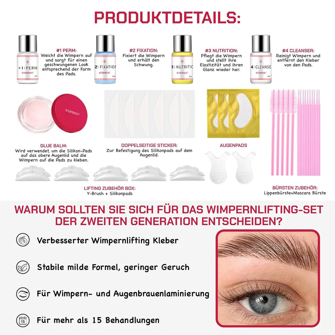 P-Beauty 2025 SET Wimpernlifting & Augenbrauenlifting mit Glue Balm - Laminierungs Kit für Schwung &