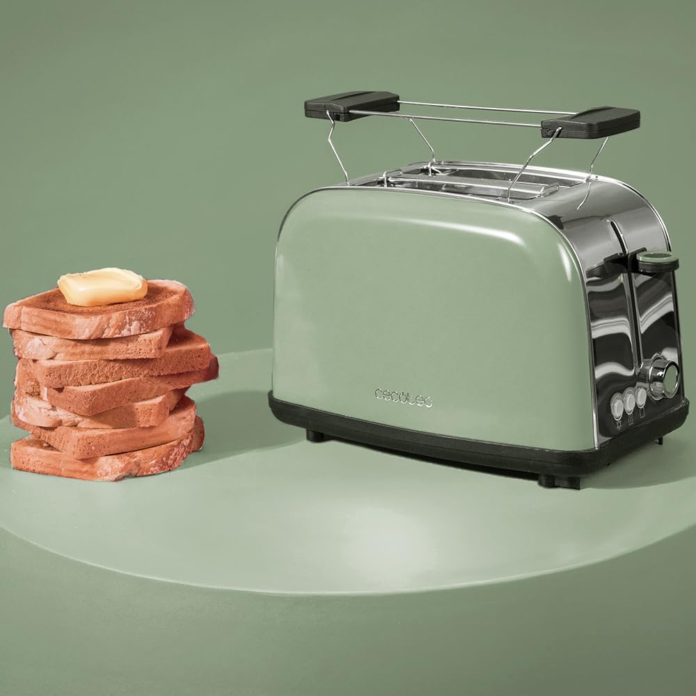Cecotec Vertikaler Toaster Toastin' time 850 Green, 850W, Doppelter kurzer und breiter Schlitz 3,8 c