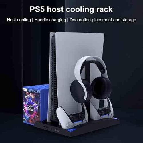 ipega 6 in 1 Standfuss Halterung für PS5 Konsole Controller Game Kopfhörer Belüftung
