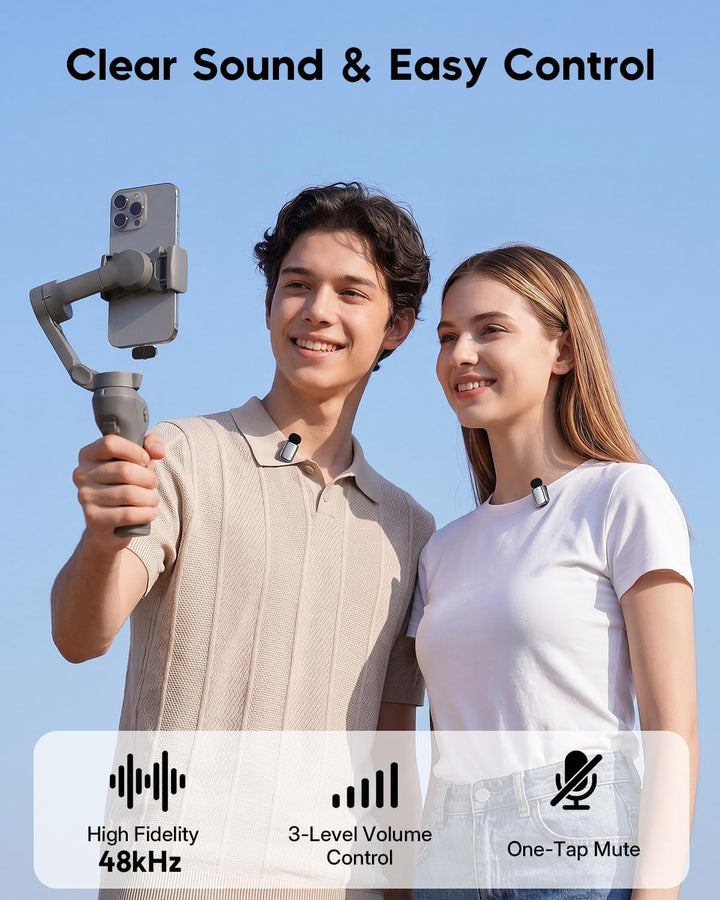 zealsound Mini Kabelloses Lavalier-Mikrofon für iPhone Handy Android, Wireless Ansteckmikrofon mit R