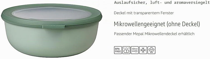 Mepal Multi Bowl Cirqula Round - Mikrowellen Geschir - Geeignet als Luftdichte Aufbewahrungsbox für
