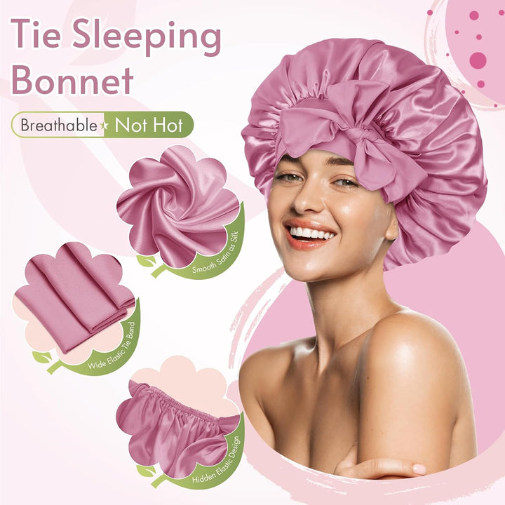 BONNET QUEEN Satin Seiden Schlafmütze Verstellbar Damen Herrn Motorhauben Nacht Haarpflege Schutz Ko
