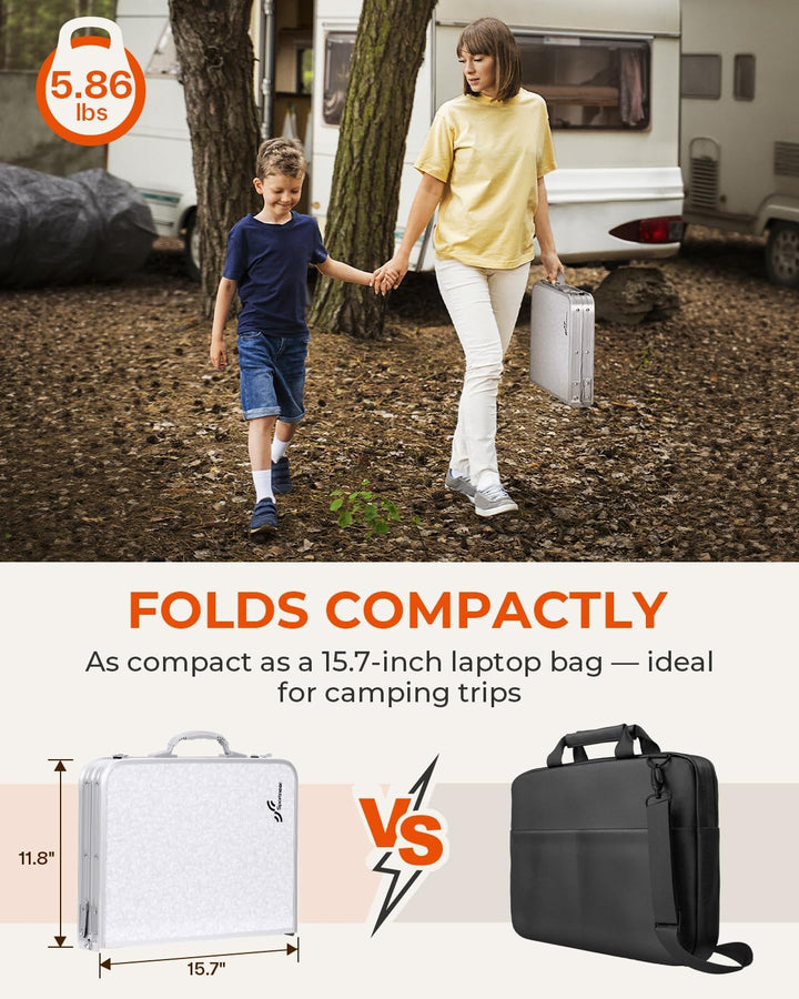 Sportneer Klappbarer Campingtisch, höhenverstellbar, Kleiner Klapptisch, tragbare Campingtische (60