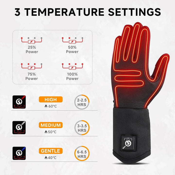 day wolf Beheizbare dünne Handschuhe für Damen & Herren, 7,4 V 2200 mAh Akku, 3 Heizstufen, Touchscr