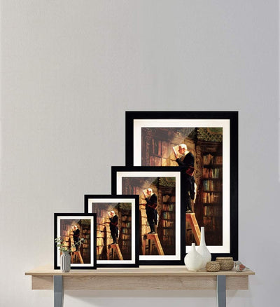 Bild mit Rahmen - Carl Spitzweg Der Bücherwurm 60x80 cm ca. A1 - Gerahmter Kunstdruck inkl. Galerie