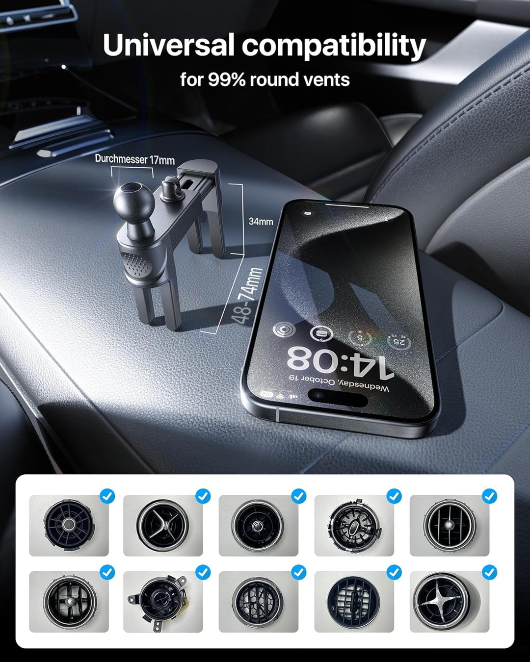 andobil Handyhalterung Auto Runde Lüftung [ 2.0 Entwurf Upgrade für Mercedes ] Handyhalterung Auto [