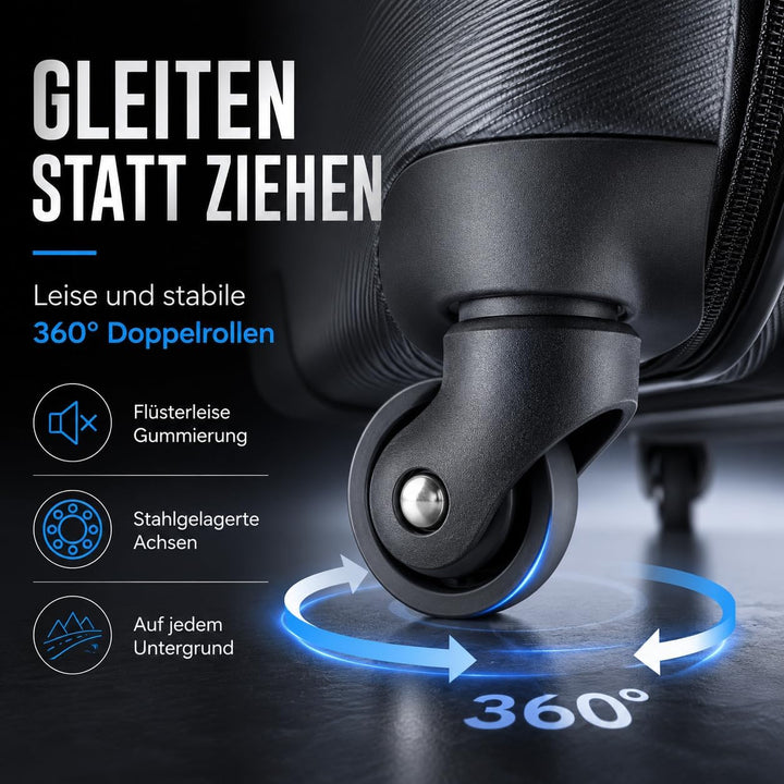 Xonic Design Reisekoffer - ABS Hartschalen Koffer mit 360° Leichtlauf-Rollen - hochwertiger Trolley