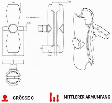 Double Socket Arm for 1.5 Ball