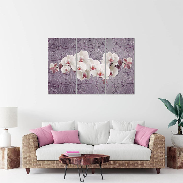Runa Art Wandbilder Blumen Orchidee Bild XXL Wohnzimmer Schlafzimmer Violett Lila Abstrakt 120 x 80