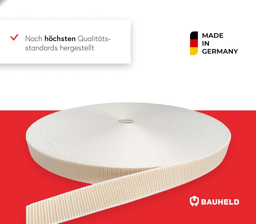 BAUHELD® 50m Rolladengurt 14mm 18mm 20mm 23mm [Made in Germany] Für Rolläden an Türen &amp; Fenster geei