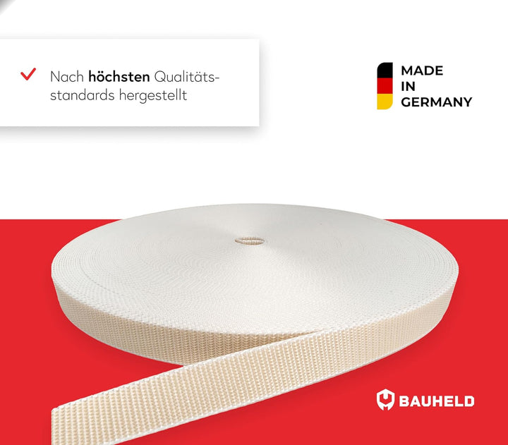 BAUHELD® 50m Rolladengurt 14mm 18mm 20mm 23mm [Made in Germany] Für Rolläden an Türen &amp; Fenster geei
