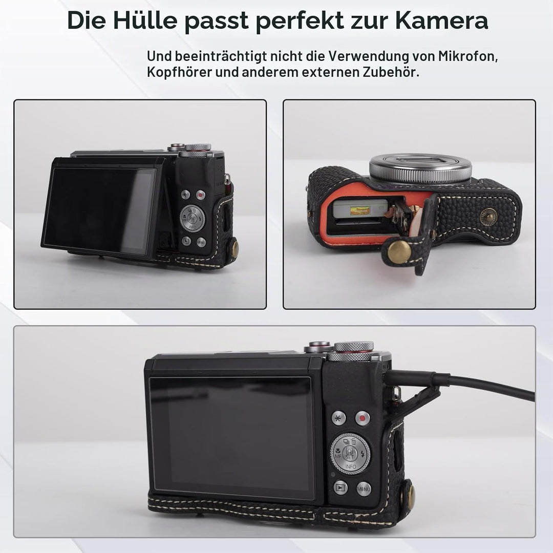 Rieibi G7 X G7X II G7X III Hülle, Vintage Leder Kameratasche für Canon PowerShot G7X G7X Mark II G7X