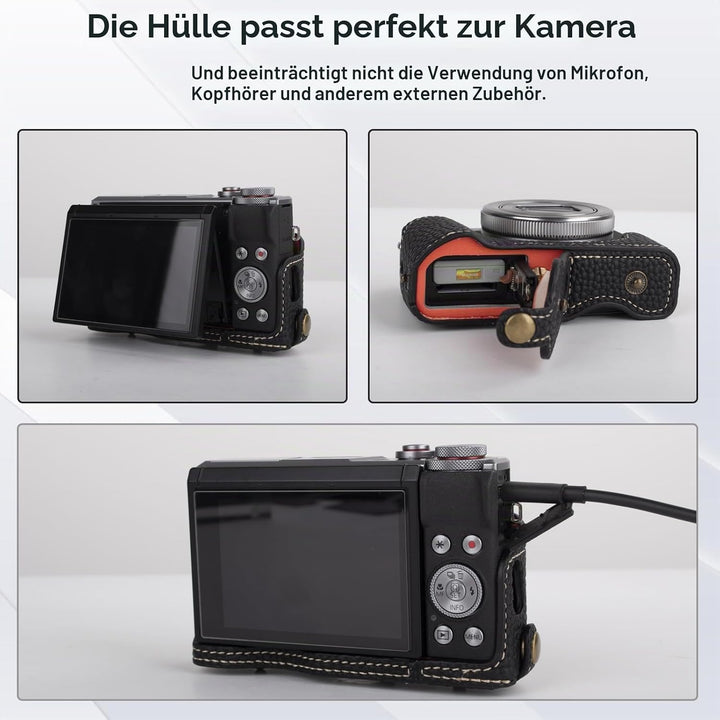 Rieibi G7 X G7X II G7X III Hülle, Vintage Leder Kameratasche für Canon PowerShot G7X G7X Mark II G7X