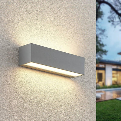 Lucande LED Wandleuchte aussen 'Lengo' (Modern) in Alu aus Aluminium (1 flammig,) - LED-Aussenwandle