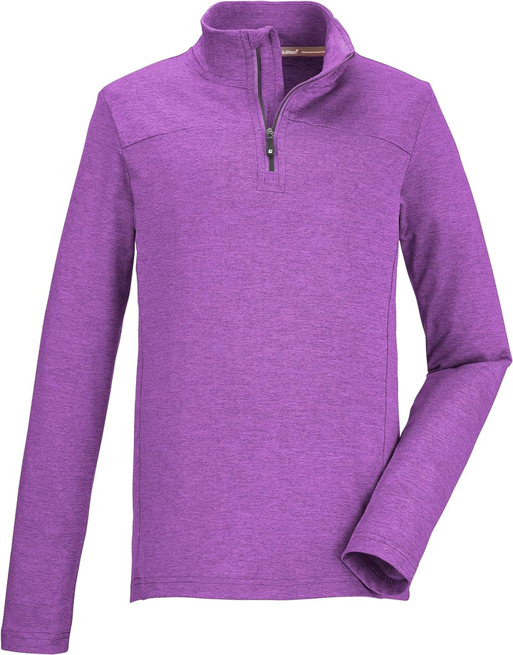 killtec Mädchen Funktionsshirt mit Stehkragen und Reissverschluss KSW 189 GRLS LS SHRT, neon reines