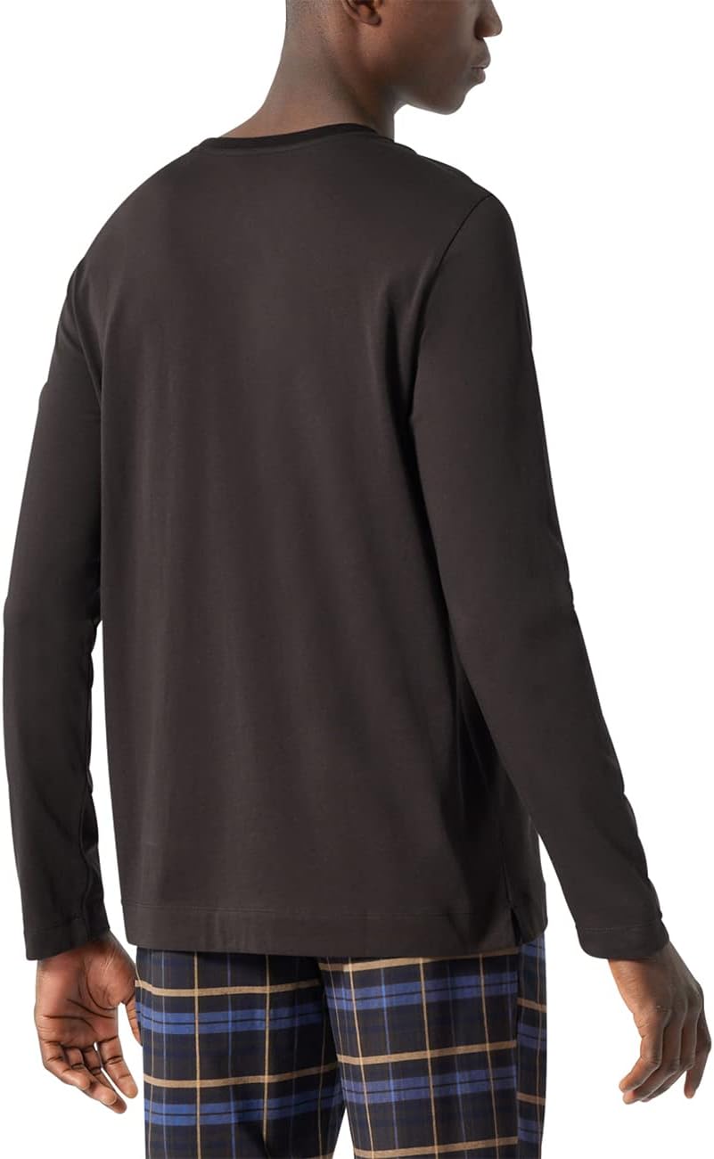 Schiesser Herren Langarmshirt Rundhals Pyjamaoberteil 48 Dunkelbraun, 48 Dunkelbraun