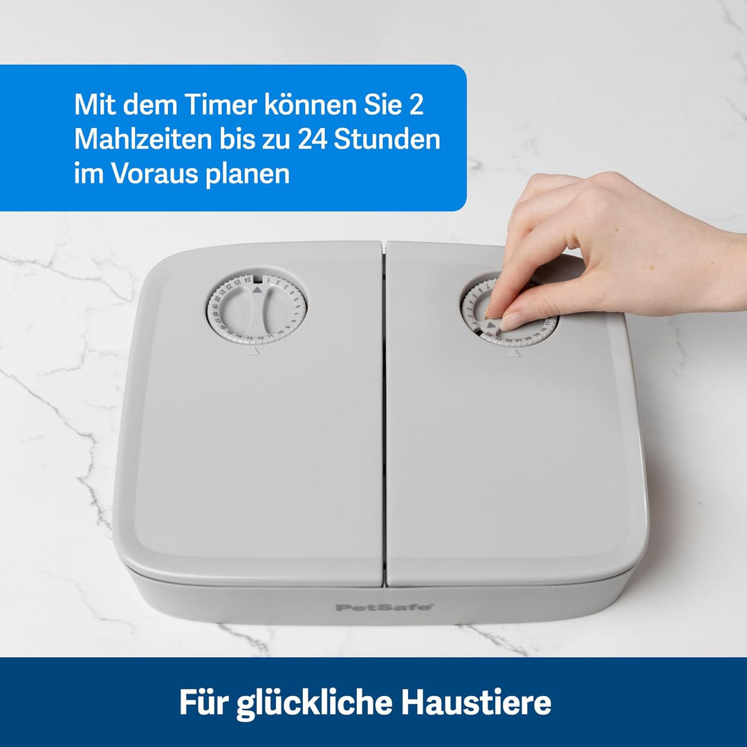 PetSafe Futterautomat für 2 Mahlzeiten, Integrierte Schaltuhren, BPA-freier Futternapf, Für Trockenf