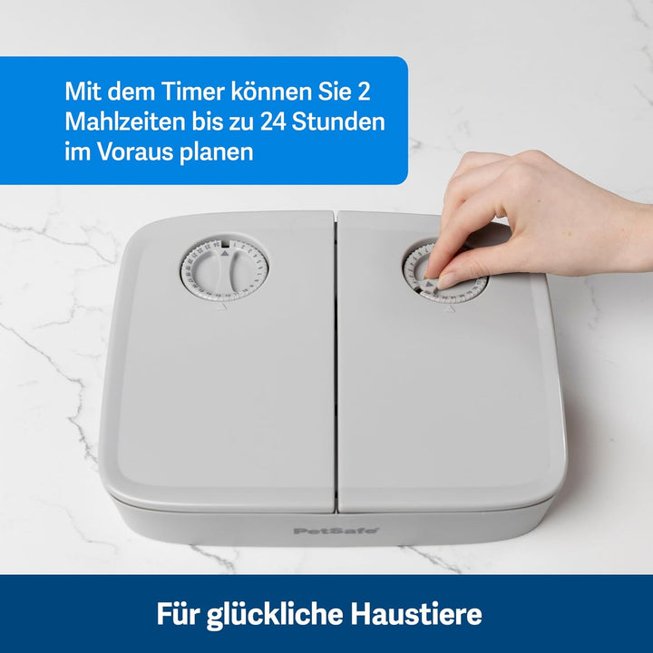 PetSafe Futterautomat für 2 Mahlzeiten, Integrierte Schaltuhren, BPA-freier Futternapf, Für Trockenf