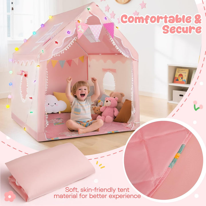 Spielzelt Kinder Indoor Outdoor,100 x 120 x 130 cm kinderzelt mit LED Lichterketten & Spielmatte, Ei