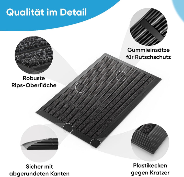 Fussmatte aussen, Aluminiumrahmen schwarz, 40x60 cm, Fussmatte Aussenbereich, Aluminium Türmatte aus