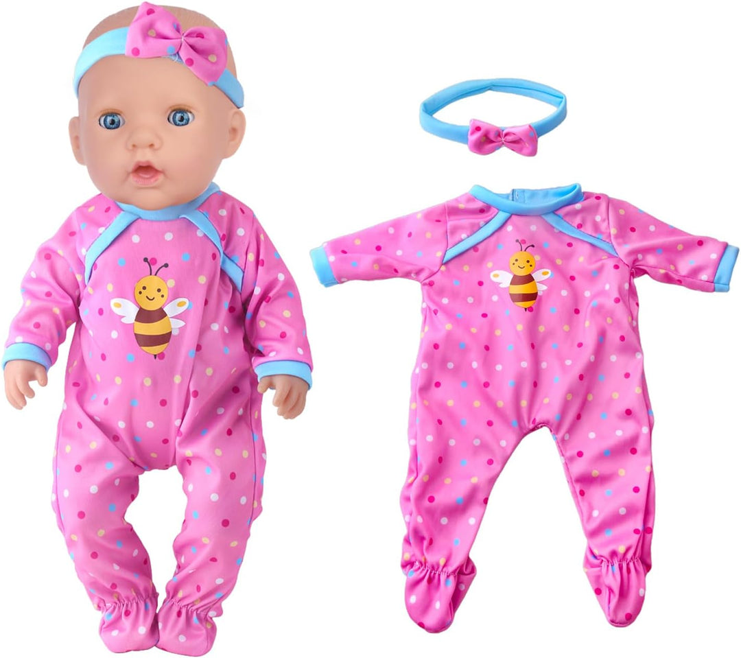 4 Sets Kleidung und Zubehör für Puppen 35-45 cm und 14-18 Zoll - Enthält Overall, Oberteil, Hose, Hu