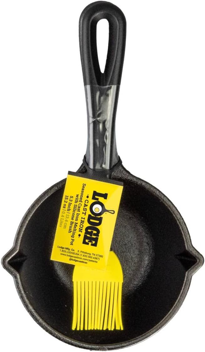 Lodge LMPB21PLT Gusseisen mit Silikonbürste Schmelztopf, Silikon, schwarz, Schmelztopf
