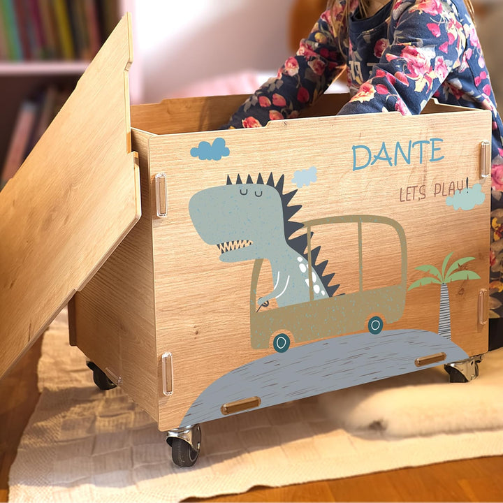 Peronalisierbare Rollbox mit Dino Kinder-Motiv (33x45,5x34,5cm + 6cm Räder-Höhe) Kisten/Boxen person