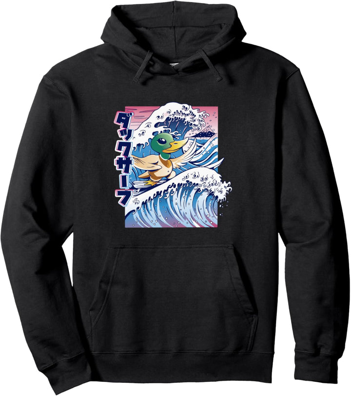 Japanische Ente Geschenk Anime Japan Ente Surfing Pullover Hoodie
