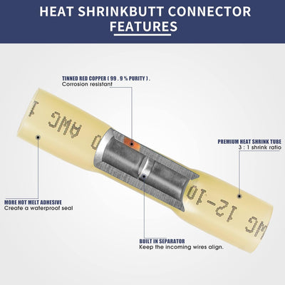 Dechengbao Crimping Tool For Heat Shrink Connectors Set with 200PCS (0.5-6mm²) Marine Grade Heat Shr