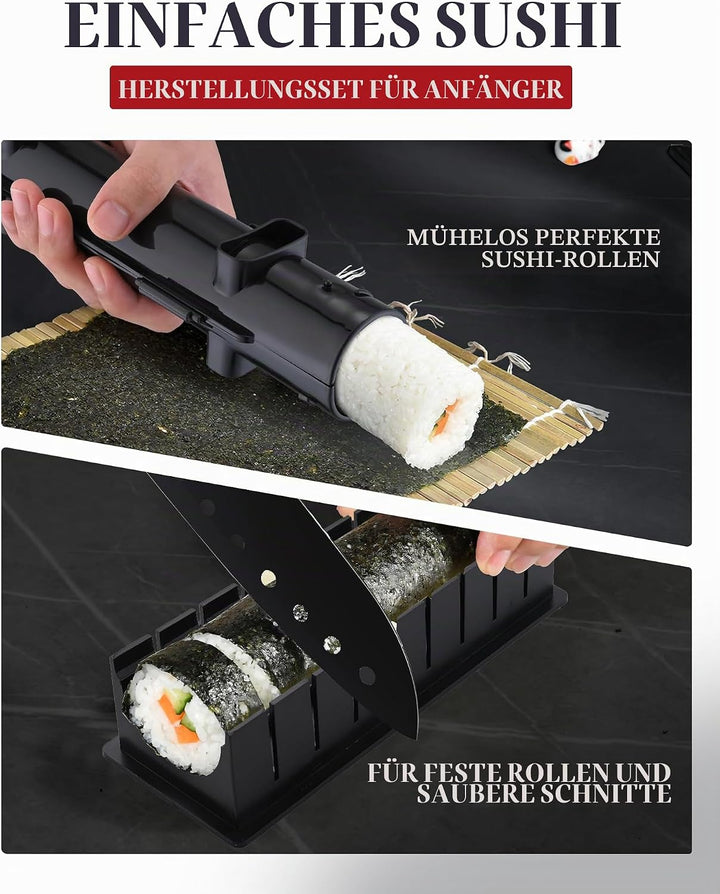 Sushi Maker Set, Sushi Set für Anfänger, Komplett Kit zum Selber Machen mit Sushi Bazooka, Bambus Ro