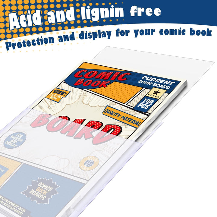 Leffis 100 Comicbuchtaschen und -bretter, aktuelle Grösse, Comic-Taschen und Bretter, transparent, s