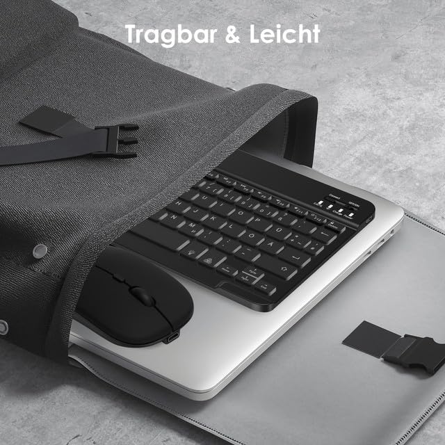 SOPPY Bluetooth Tastatur & Maus mit Hintergrundbeleuchtung,Tragbare wiederaufladbare kabellose Tasta
