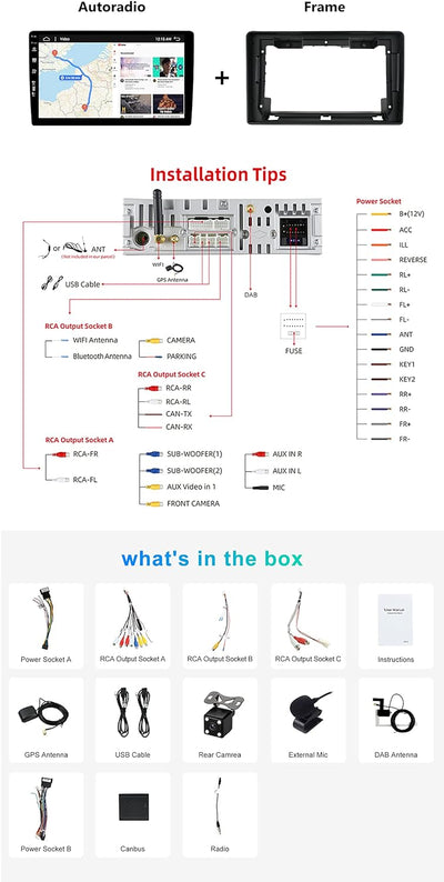 BXLIYER - Built-in DAB - Android 12 IPS Autoradio für FIAT Ducato/Citroen Jumper/Peugeot Boxer - Ein