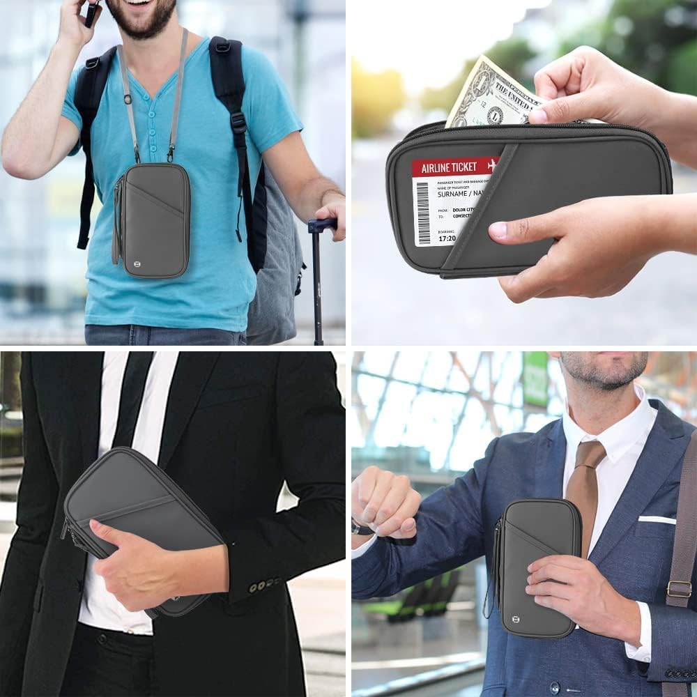 RFID Family Travel Passport Holder - Large Waterproof Travel Passport Wallet Holder for Men Women, L
