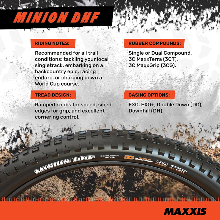 Maxxis - Minion DHF Dual Compound Tubeless Folding MTB Tire | Grippy and Fast for All Mountain Bike