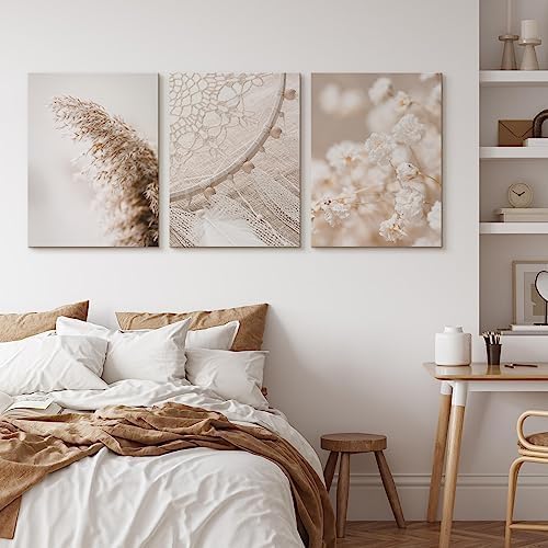 Muralo - Wandbilder Set - Leinwand Bilder Set Aufhängefertig in Boho Stil - das Leinwandbilder Set -