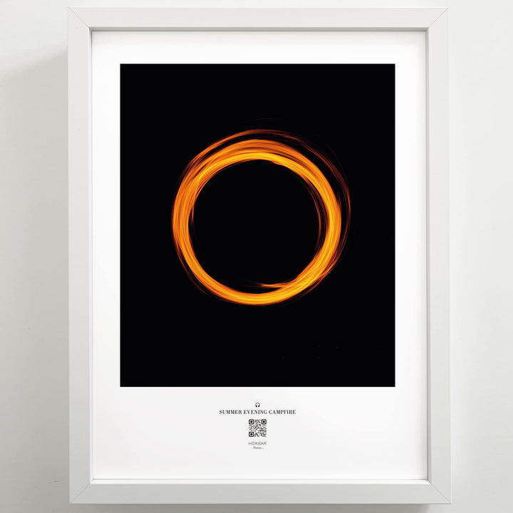HÖRBAR RELAX | Hörbild | SUMMER EVENING CAMPFIRE | Ring of fire | Im Rahmen Weisser Rahmen 32,5cm 42