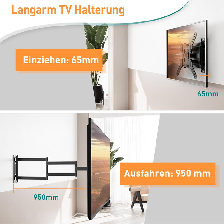 ELIVED Lang Arm TV Wandhalterung für die meisten 26-65 Zoll Fernseher, Eck TV Halterung Ausziehbar 9