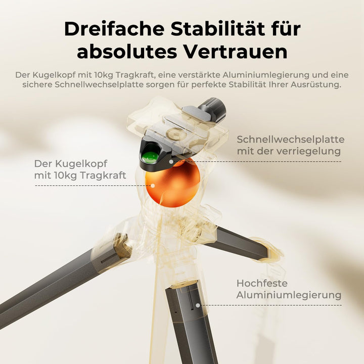 K&F CONCEPT Kamera Stativ Handy Stativ,162cm Kamerastativ, Tripod für unterwegs, Stativ für Smartpho