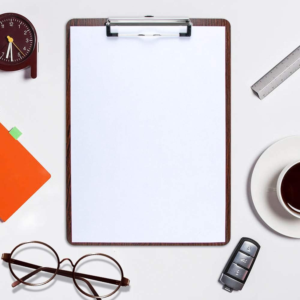 Uquelic Klemmbrett/Schreibbrett/Clipboard A4-4Pcs Klemmbretter A4 Eleganz Luxus Holzmaserung Abgerun