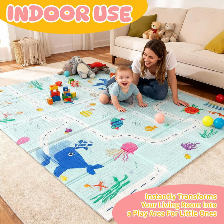Huracan Premium Spielmatte Baby, Krabbelmatte Kinder 180x120cm, EXTRA DICK 10mm Beidseitig Babymatte