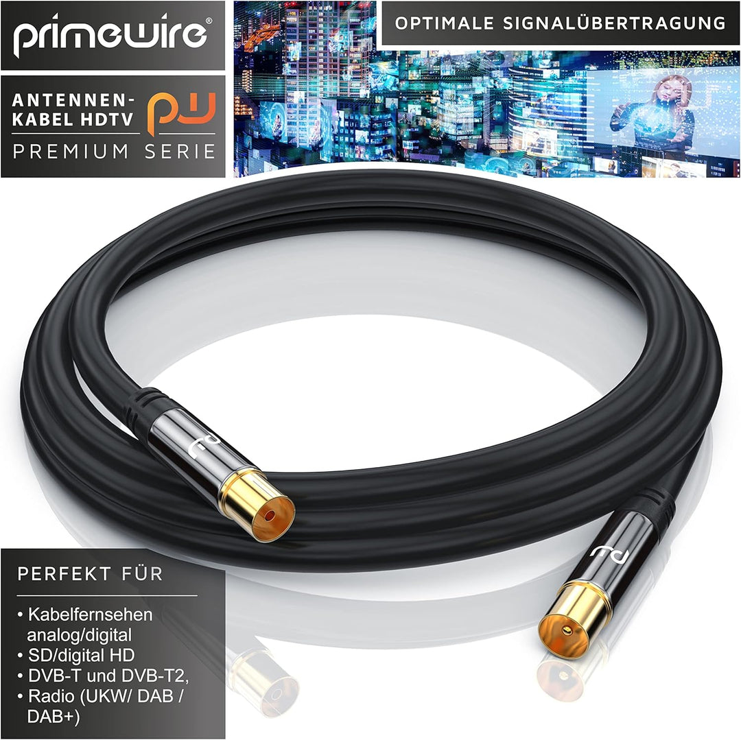 CSL - 10m Antennenkabel 8k 4k HDTV 135dB 75 Ohm - Premium Koaxialkabel - FullHD 4k UHD - DVB-T und D