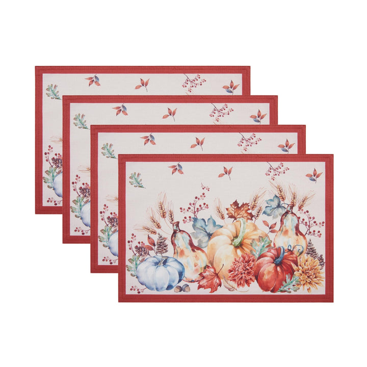 Elrene Home Fashions Botanical Harvest Tischsets, Kürbisdesign, 33 x 48,3 cm, 4 Stück 13"x19" (Set o