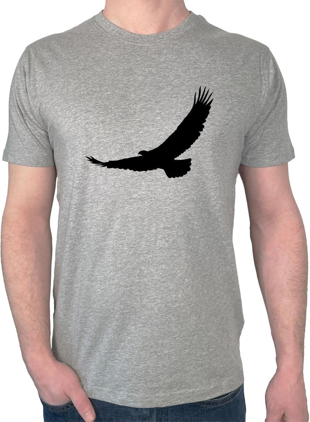 Huuraa Herren T-Shirt Eagle Silhouette Adler Bio Baumwolle Fairtrade Oberteil Grösse S-3XL mit Motiv