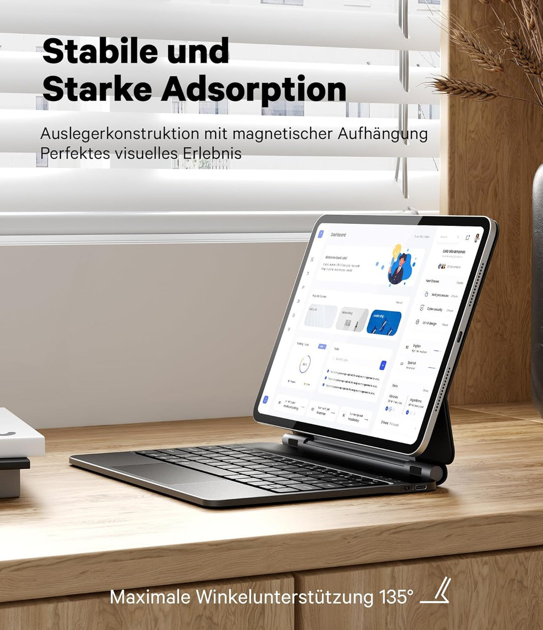 Earto iPad Air 5 Hülle mit Tastatur, Magic Style Keyboard iPad Pro 11 (4/3/2/1Gen), Freischwebende D